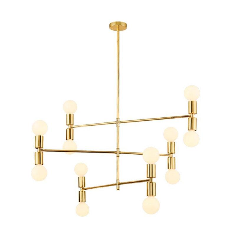 3 Tiers Hanging Chandelier Modern Metal 12 Lights Gold Lamp - Rebooters
