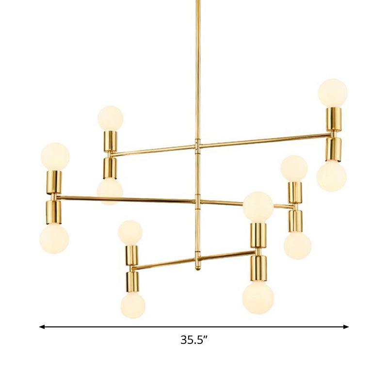 3 Tiers Hanging Chandelier Modern Metal 12 Lights Gold Lamp - Rebooters
