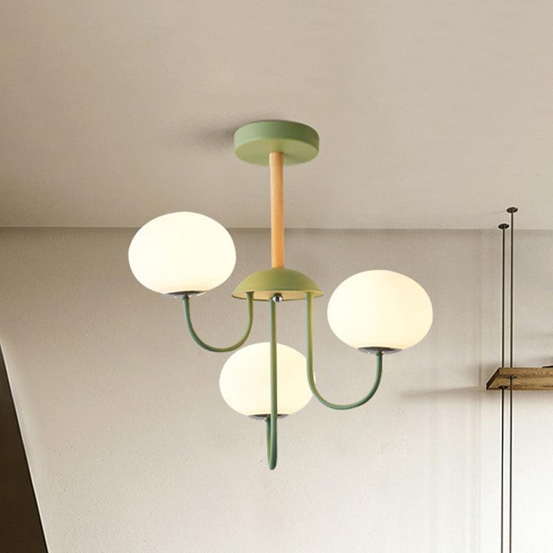 3/5 Lights Living Room Hanging Lamp Nordic Gray Green Chandelier - Rebooters
