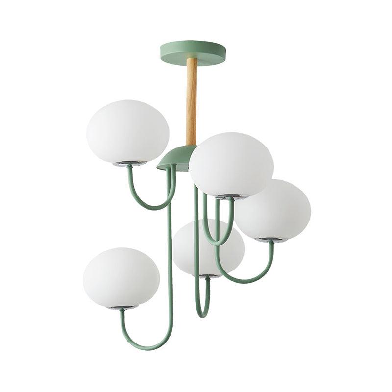 3/5 Lights Living Room Hanging Lamp Nordic Gray Green Chandelier - Rebooters
