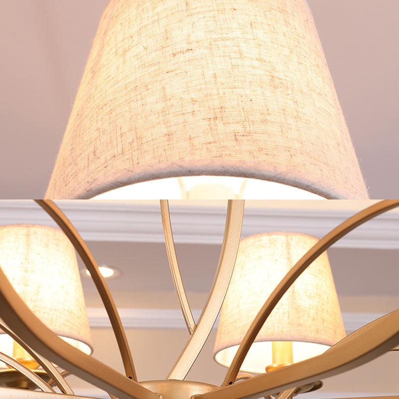 Barrel Fabric Chandelier Lighting Fixture Contemporary 4 Heads White - Rebooters