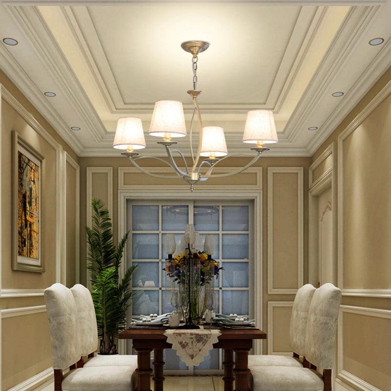 Barrel Fabric Chandelier Lighting Fixture Contemporary 4 Heads White - Rebooters