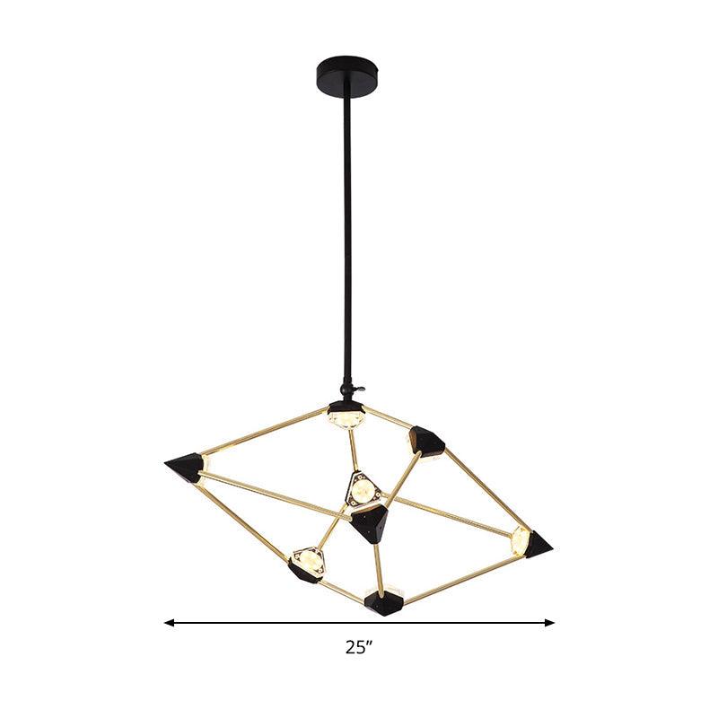 25"/31.5" Wide Diamond Metal Pendant Light Contemporary Black LED Chandelier - Rebooters