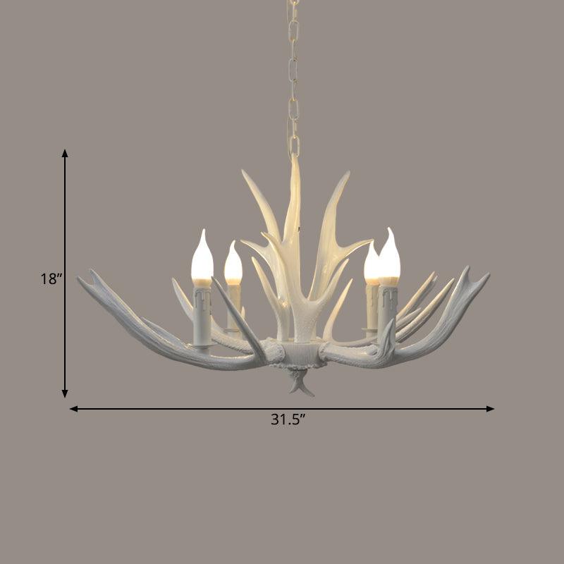 4/6 Lights Resin Chandelier Pendant Lamp Farmhouse White Candle - Rebooters