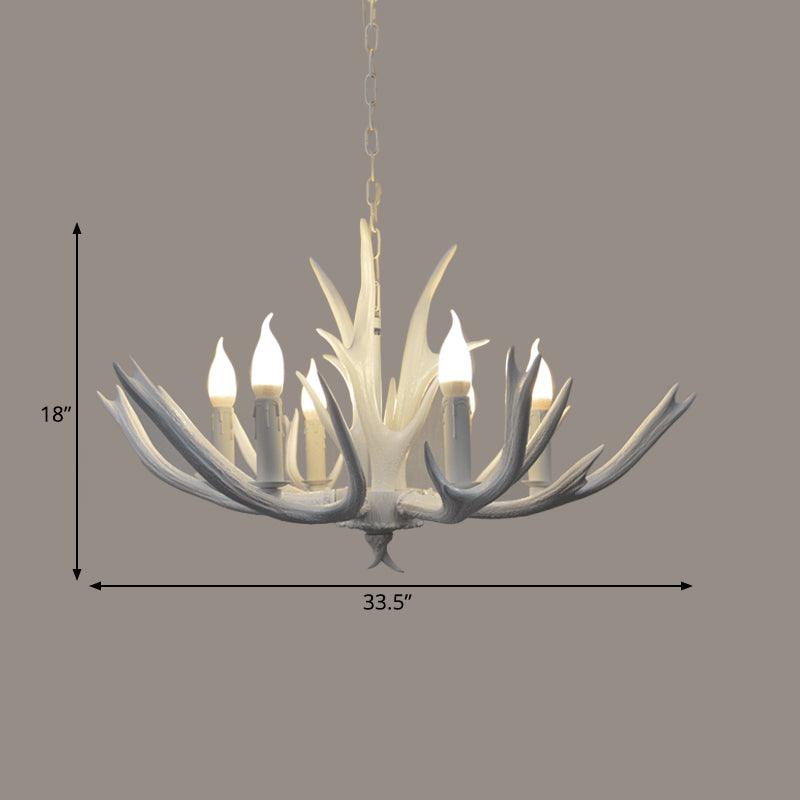4/6 Lights Resin Chandelier Pendant Lamp Farmhouse White Candle - Rebooters