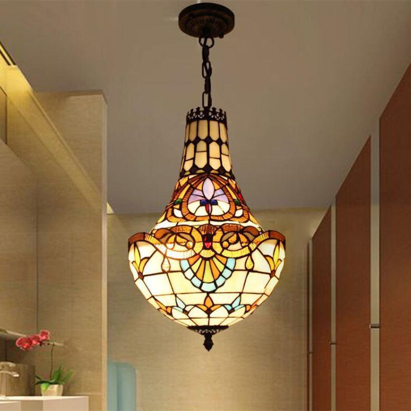 3/5 Lights Flower Chandelier Light Fixture Antique Bronze Cut Glass Suspension Pendant 12 16 Wide - Rebooters