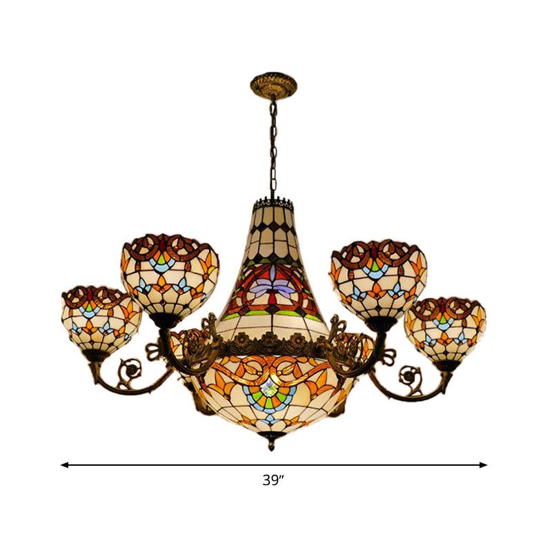 11/13 Lights Dining Room Pendant Chandelier Tiffany Brass Down Lighting - Rebooters