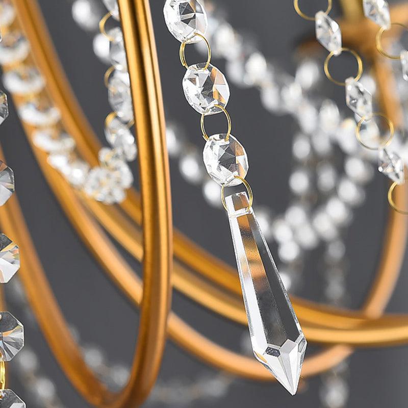 6 Heads Candle Style Ceiling Pendant Light Modern Gold Crystal Beaded Chandelier - Rebooters