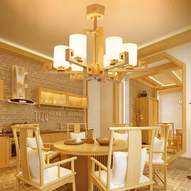 6 Heads Dining Room Ceiling Chandelier Modernism Beige Lamp - Rebooters