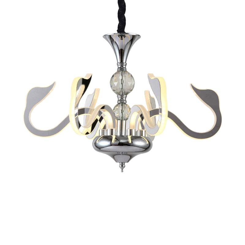 Acrylic Gooseneck Pendant Lighting Contemporary Silver LED Chandelier - Rebooters