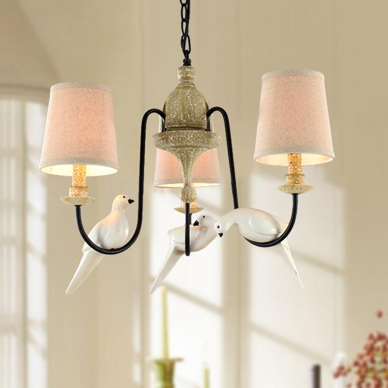 Barrel Pendant Chandelier Light Nordic Fabric 3/6 Heads Tan - Rebooters