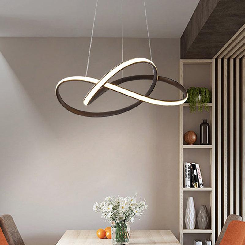 Acrylic Seamless Curve Hanging Chandelier Light Modern Coffee LED Pendant Light Fixture - Rebooters