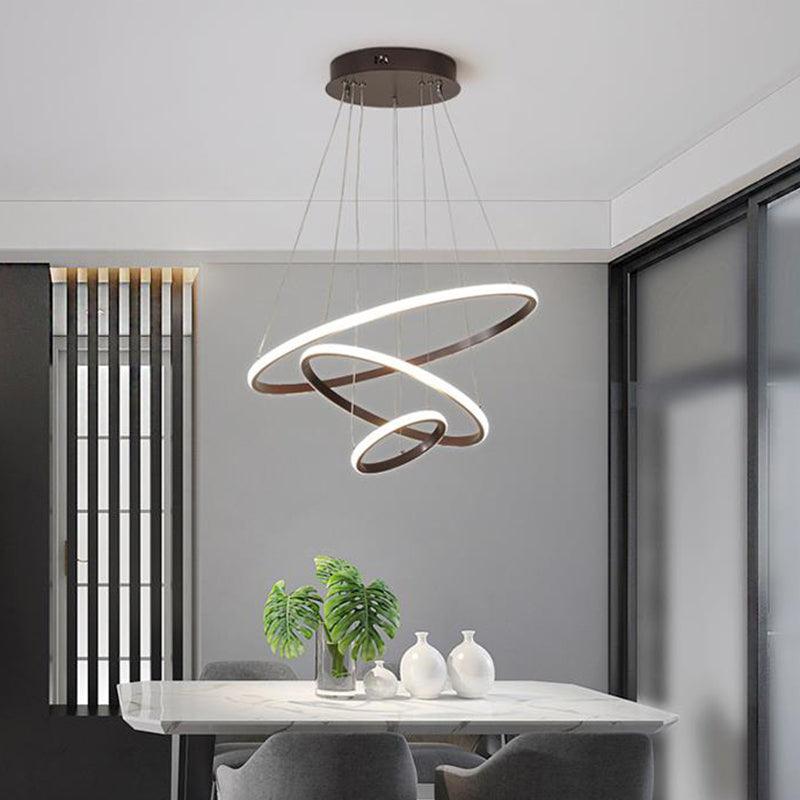 Acrylic Ring Pendant Light Simple Style Coffee Chandelier Lamp - Rebooters