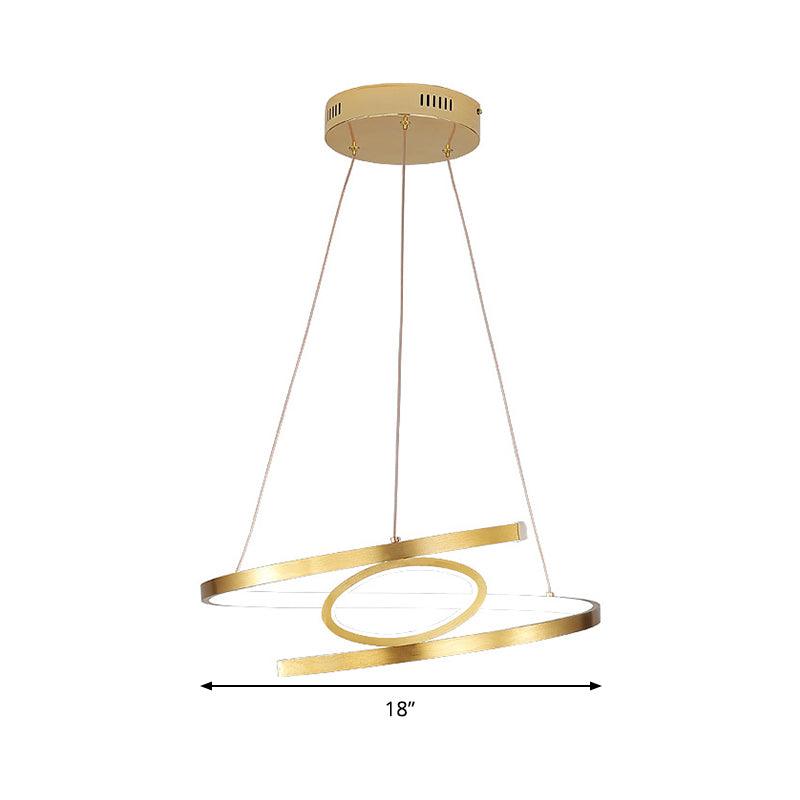 18"/23.5" Wide Spiral Hanging Pendant Light Gold LED Chandelier - Rebooters