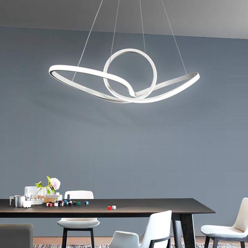 Acrylic Seamless Curve Hanging Ceiling Light Minimalist White LED Pendant Chandelier - Rebooters