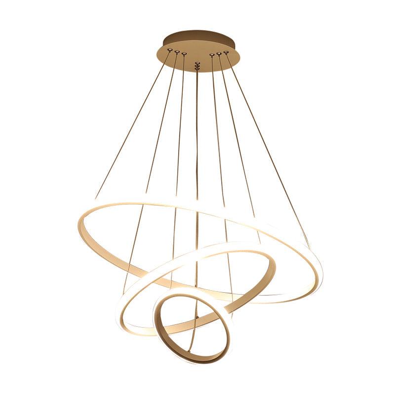 31.5"/39" Wide Ring Pendant Light Fixture Simple Style Acrylic White LED Chandelier Lamp Warm White Light - Rebooters