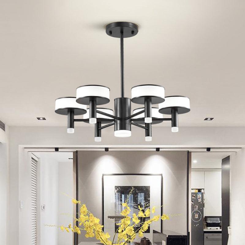6/8 Lights Living Room LED Chandelier Modernist Black Lamp - Rebooters