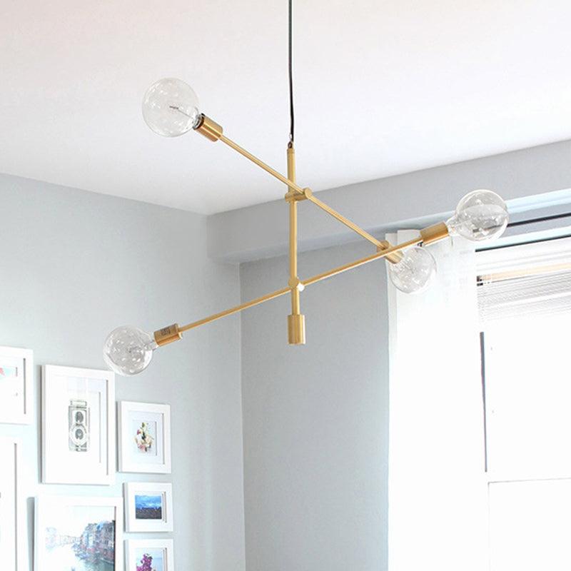 Adjustable Crossed Pendant Lighting Metallic Gold Chandelier - Rebooters
