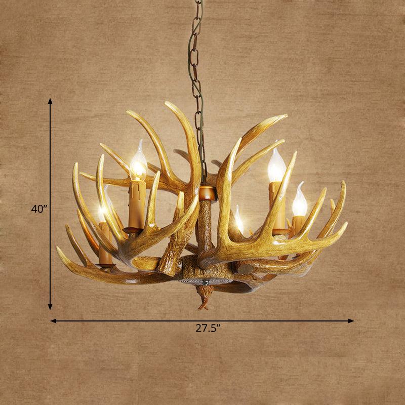 Antler Restaurant Pendant Chandelier Traditional Resin 3/4/5 Bulbs Brown Light Kit - Rebooters