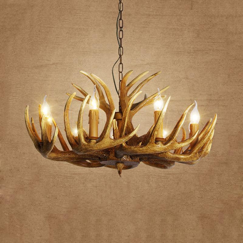 Antler Restaurant Pendant Chandelier Traditional Resin 3/4/5 Bulbs Brown Light Kit - Rebooters