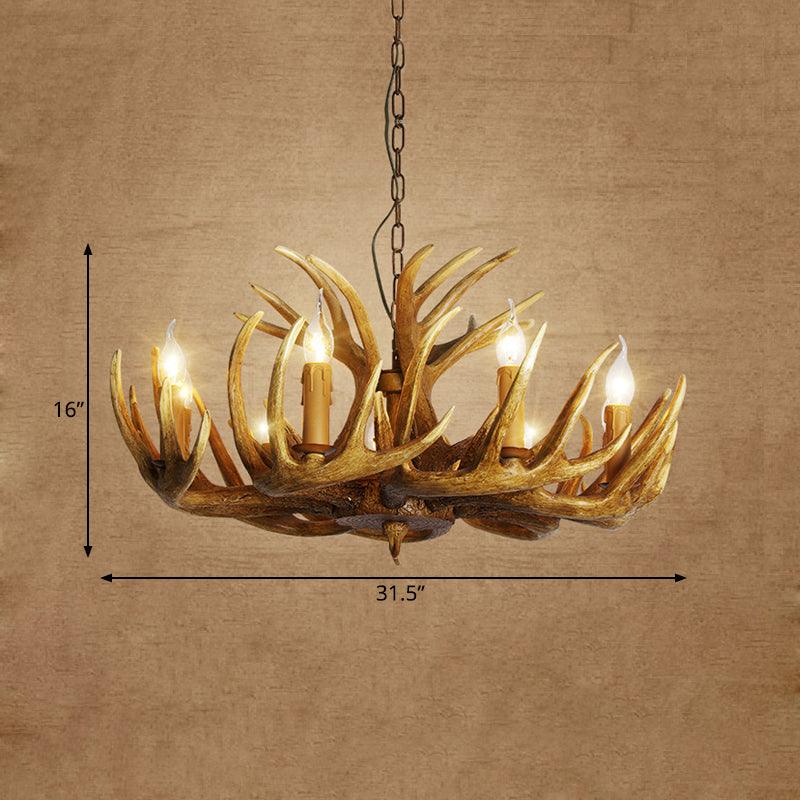 Antler Restaurant Pendant Chandelier Traditional Resin 3/4/5 Bulbs Brown Light Kit - Rebooters