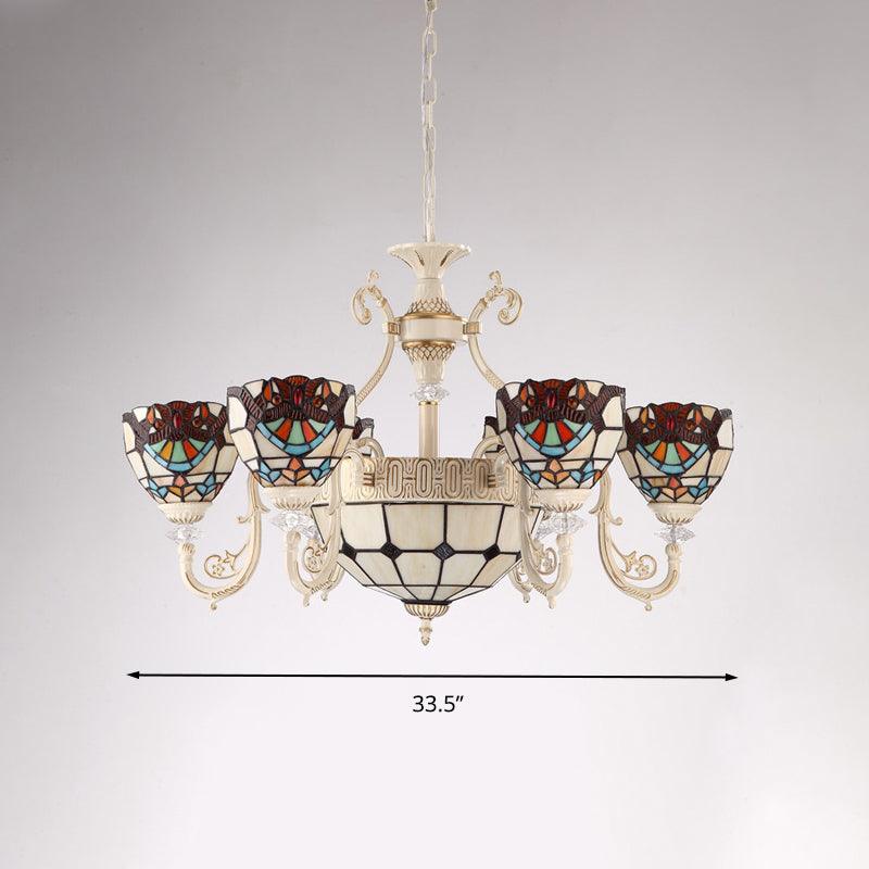 6 Lights Living Room Ceiling Chandelier Mediterranean Cream Hanging Lamp - Rebooters