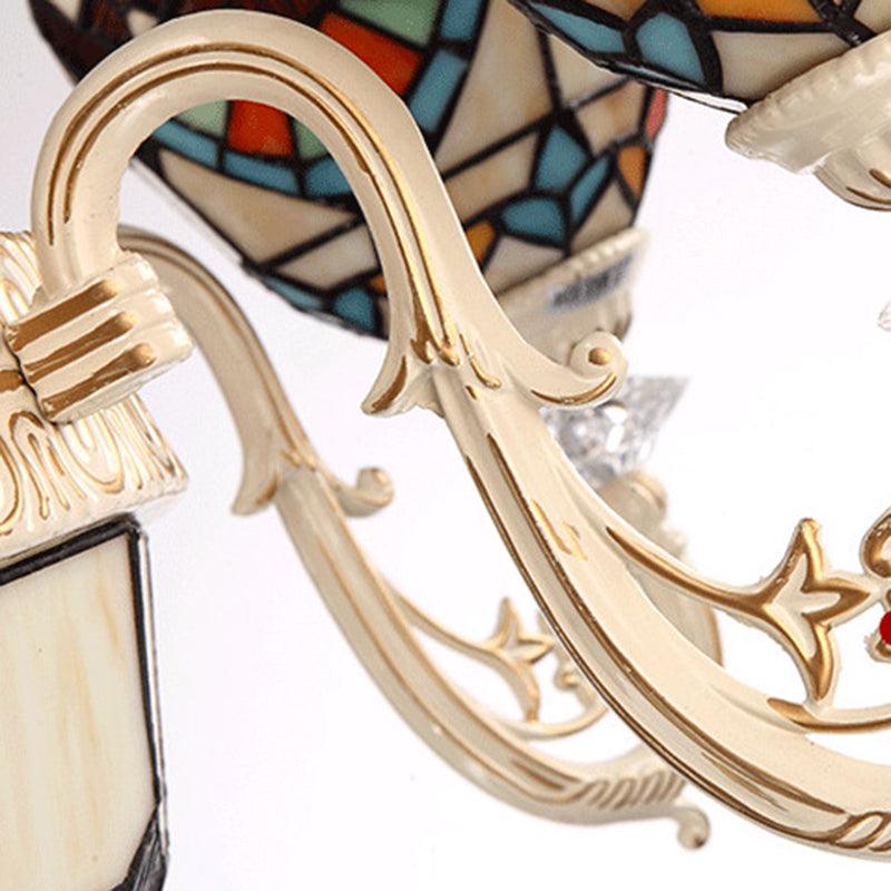 6 Lights Living Room Ceiling Chandelier Mediterranean Cream Hanging Lamp - Rebooters