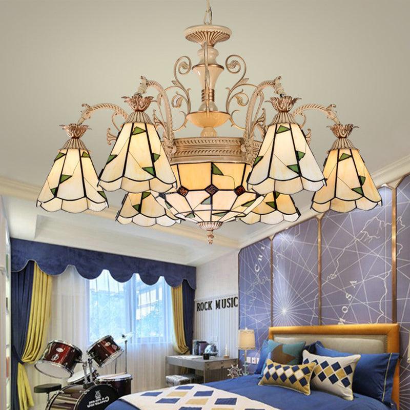 Baroque Conical Chandelier Lighting 9/11 Lights Cut Glass - Rebooters