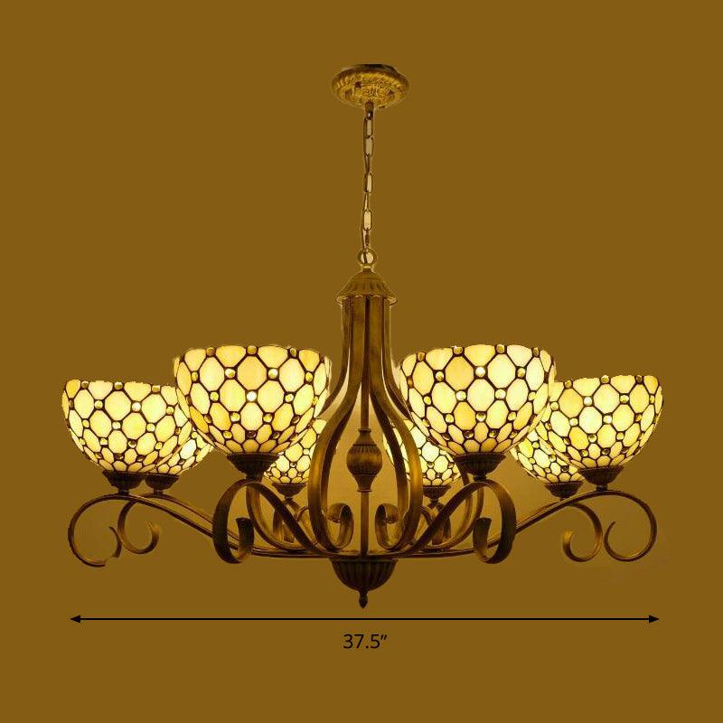 Beige 3/6/8 Lights Pendant Chandelier Stained Glass Lamp - Rebooters