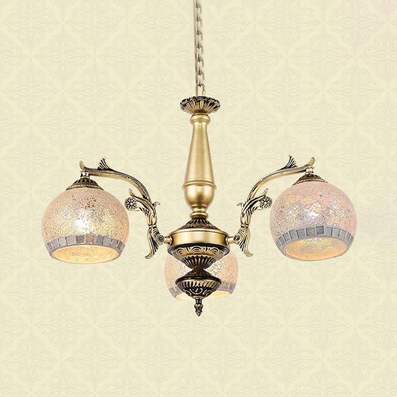 Antique Brass Globe Chandelier Lighting Fixture Baroque 3 Lights - Rebooters