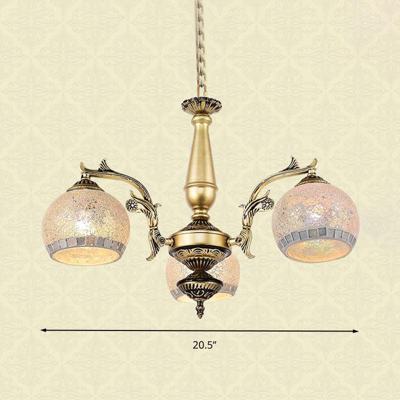Antique Brass Globe Chandelier Lighting Fixture Baroque 3 Lights - Rebooters