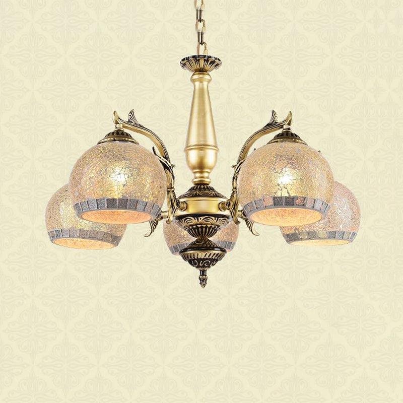 Antique Brass Globe Chandelier Lighting Fixture Baroque 3 Lights - Rebooters