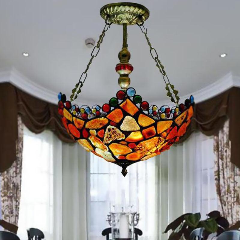 12"/16" Wide Scalloped Stone Ceiling Chandelier Tiffany Lamp - Rebooters
