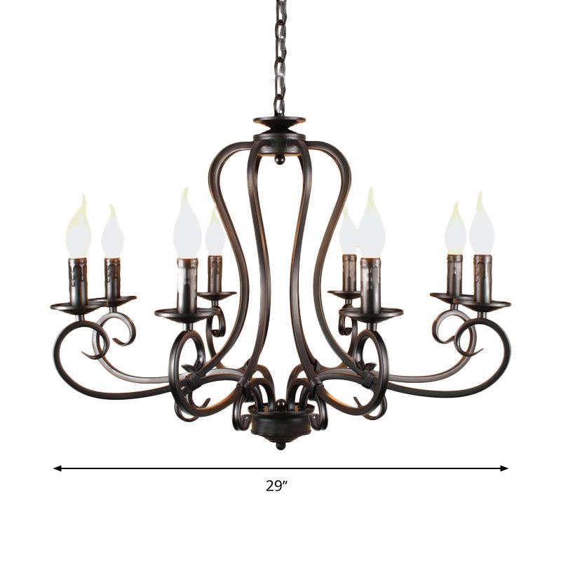 6/8 Bulbs Metal Chandelier Antique Black Starburst Pendant Lamp - Rebooters