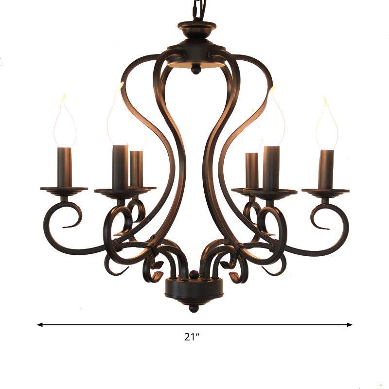 6/8 Bulbs Metal Chandelier Antique Black Starburst Pendant Lamp - Rebooters