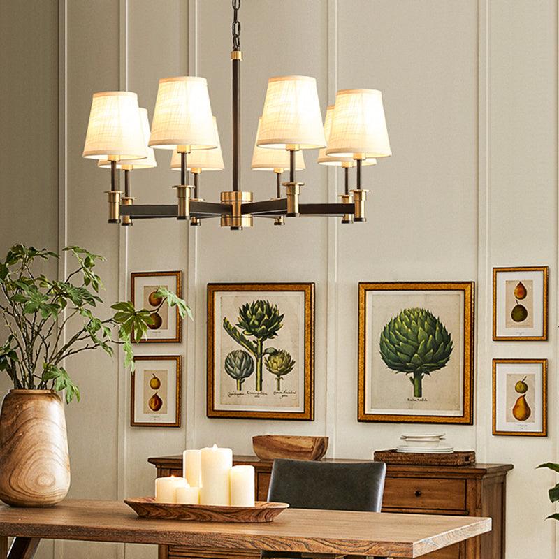 Barrel Pendant Chandelier Contemporary Fabric 6/8 Lights White - Rebooters