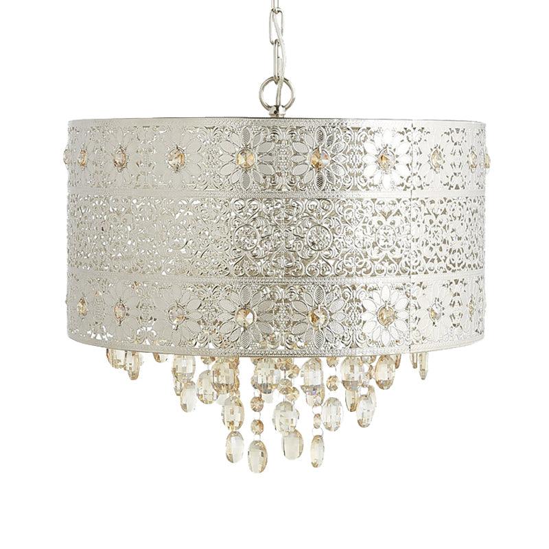 Mid-Century Drum Ceiling Chandelier Clear K9 Crystal Lamp - Rebooters