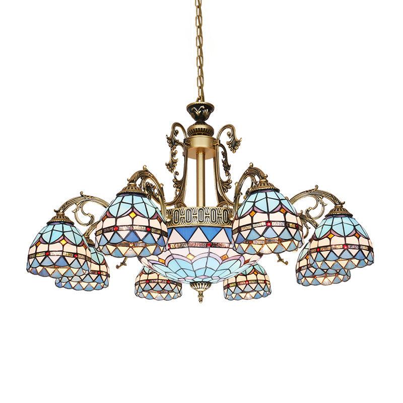 9/11 Lights Chandelier Mediterranean Dome Stained Glass Lamp - Rebooters