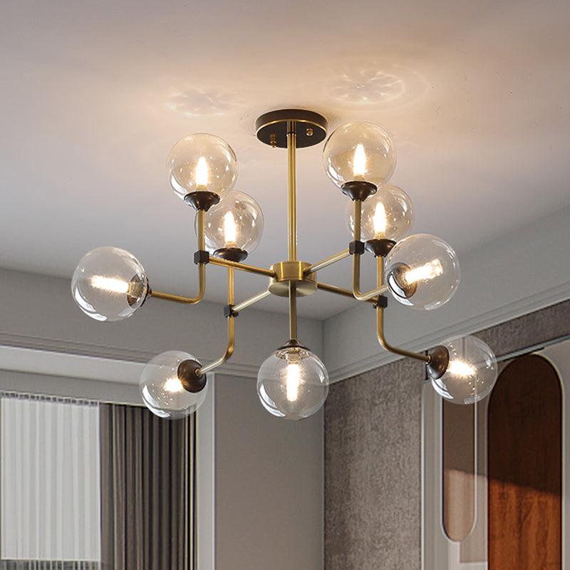 Amber Glass Globe Semi Flush Modernist Ceiling Light Fixture - Rebooters