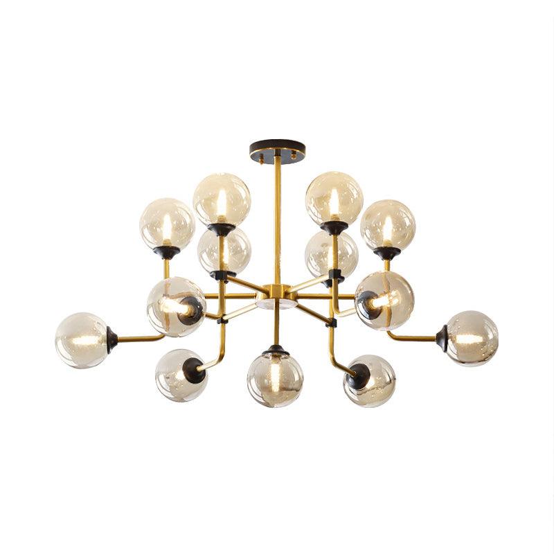 Amber Glass Globe Semi Flush Modernist Ceiling Light Fixture - Rebooters