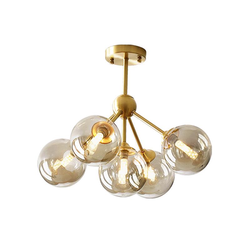 5 Heads Dining Room Pendant Chandelier Modern Brass Light - Rebooters