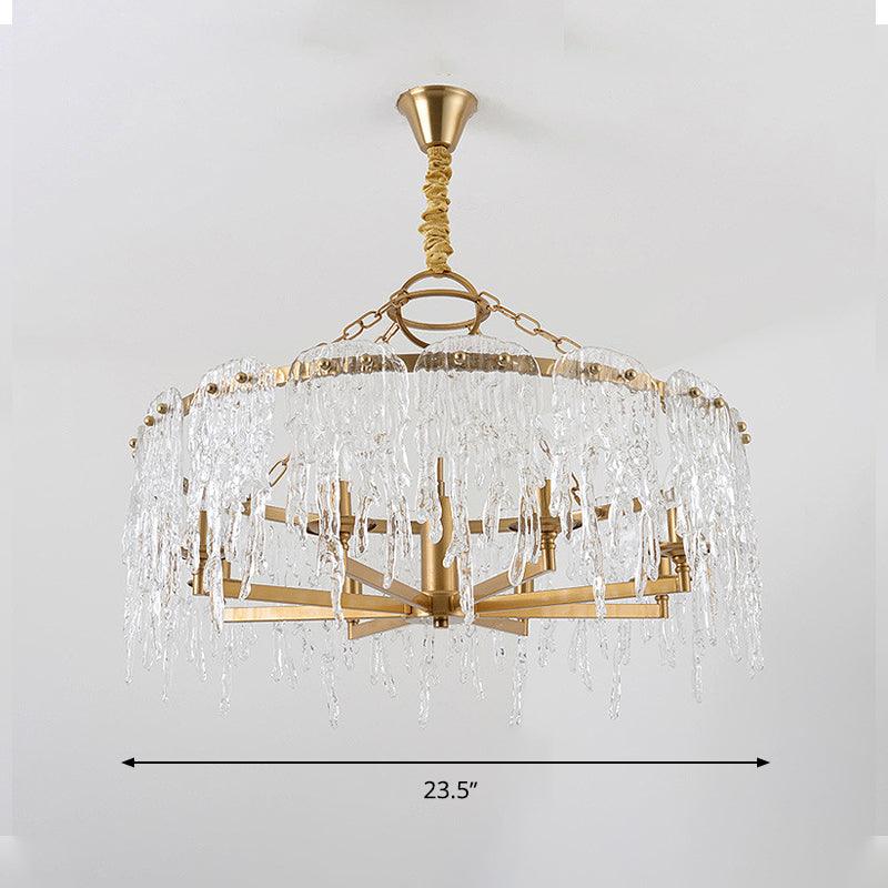 6 Heads Cascade Chandelier Lamp Modernist Crystal Ceiling Light - Rebooters