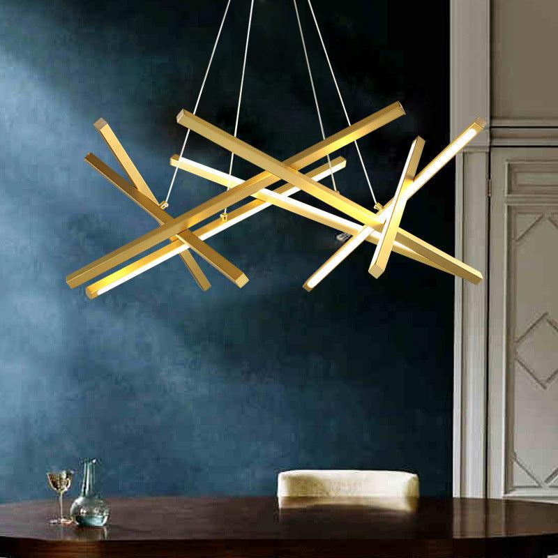 Acrylic Crossed Chandelier Pendant Modernity LED Black Gold Lamp - Rebooters
