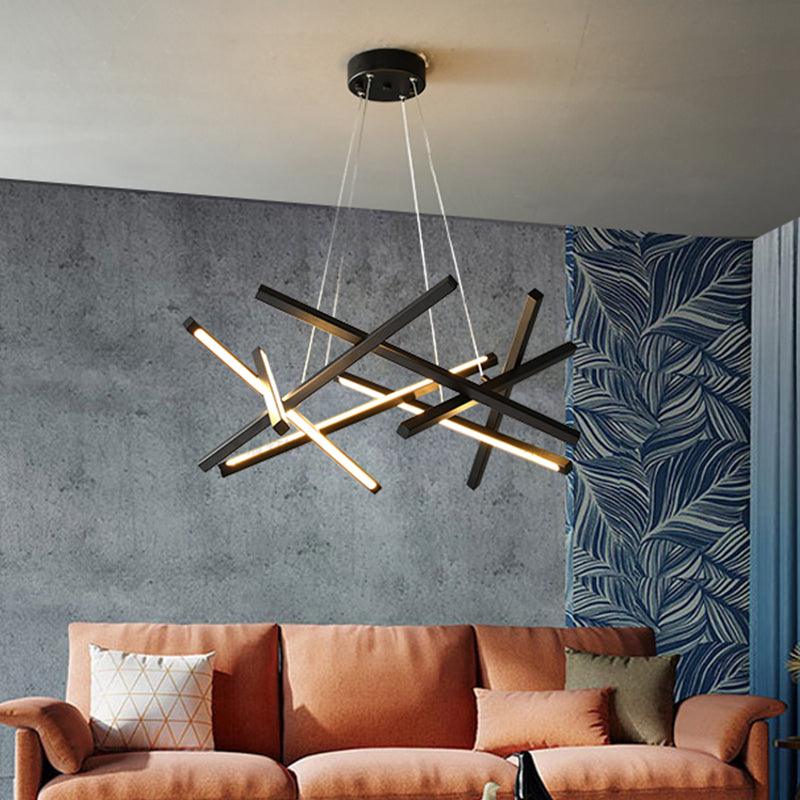 Acrylic Crossed Chandelier Pendant Modernity LED Black Gold Lamp - Rebooters