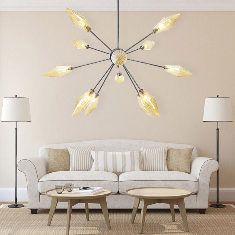 9/12/15-Light Living Room Hanging Chandelier Lamp Industrial Amber Clear Pendant Light - Rebooters