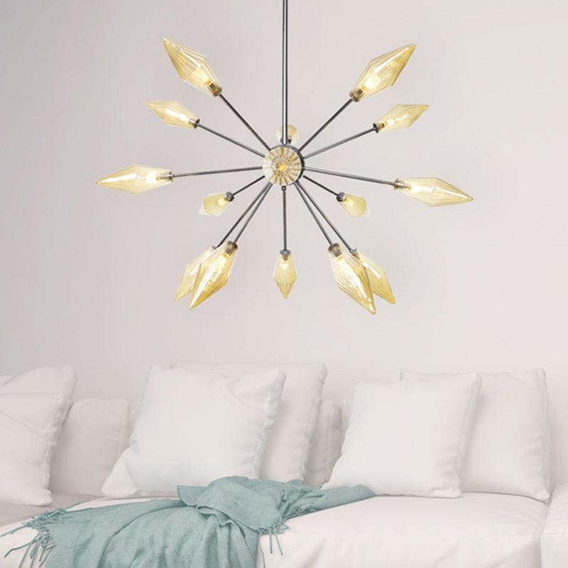 9/12/15-Light Living Room Hanging Chandelier Lamp Industrial Amber Clear Pendant Light - Rebooters