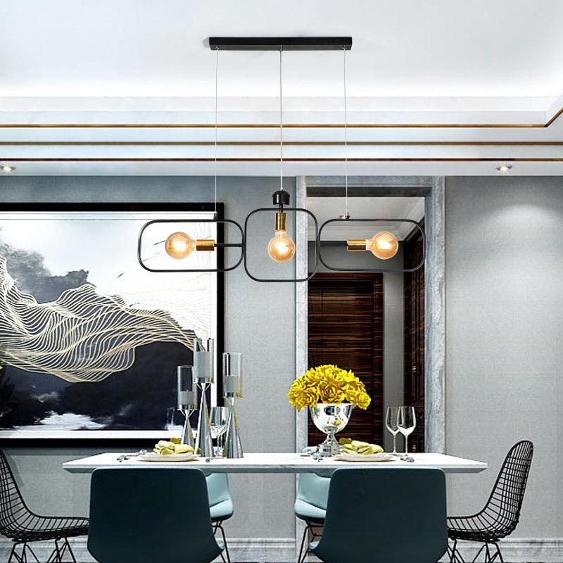 3 Heads Frame Pendant Chandelier Contemporary Metal Lighting - Rebooters