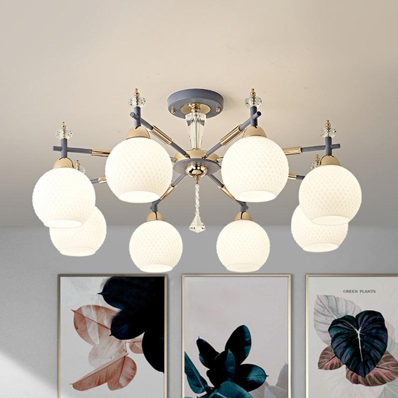 8 Bulbs Living Room Chandelier Light Modern Grey Pendant - Rebooters