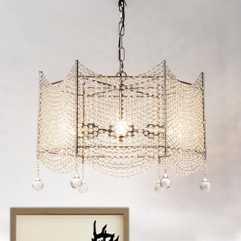 Beaded Crystal Chandelier Traditional 4/6 Lights Brass Fixture - Rebooters