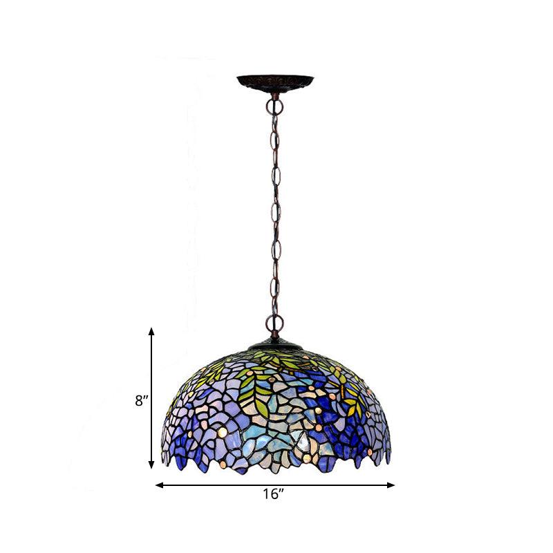 1/2 Lights Dome Hanging Chandelier Tiffany Yellow Cut Glass Pendant Lamp for Kitchen 8 12 16 W - Rebooters